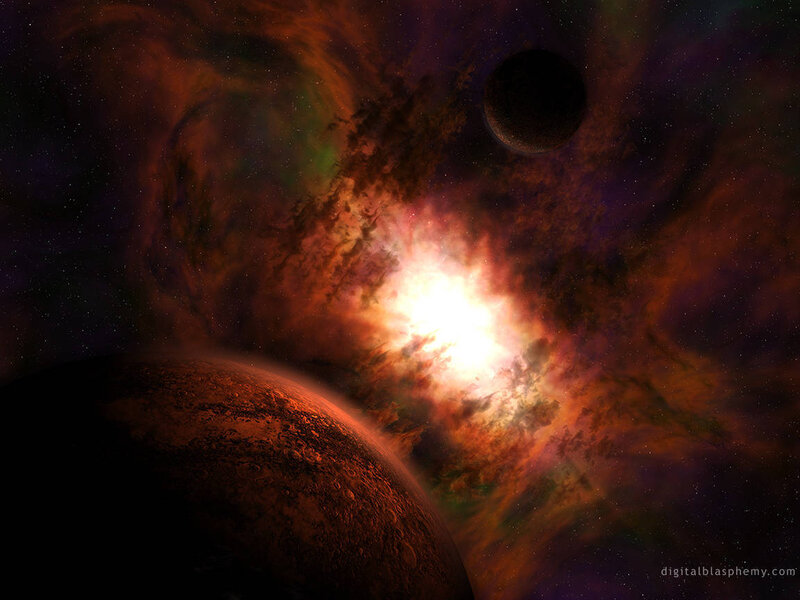 Cosmic Nebula and Planets