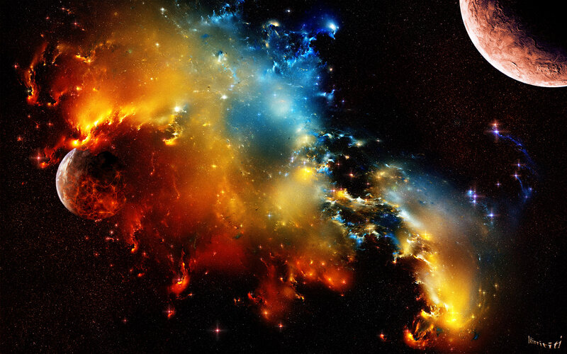 Cosmic Nebula and Planets