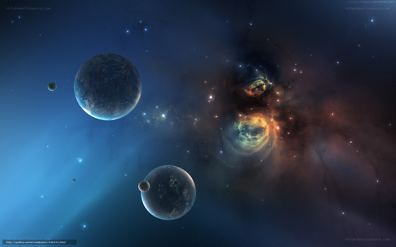 Cosmic Nebula and Planets