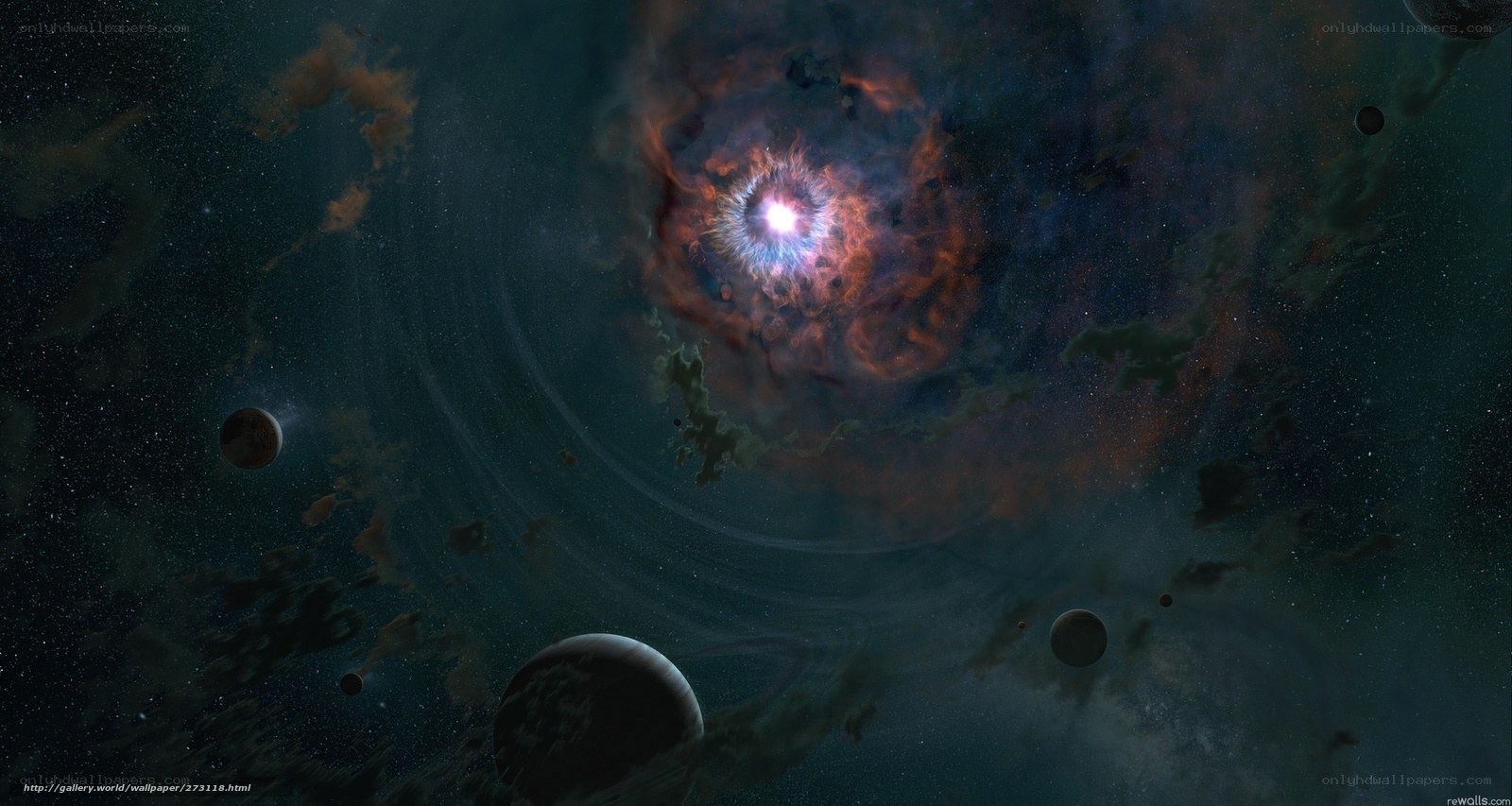 Cosmic Nebula and Planets