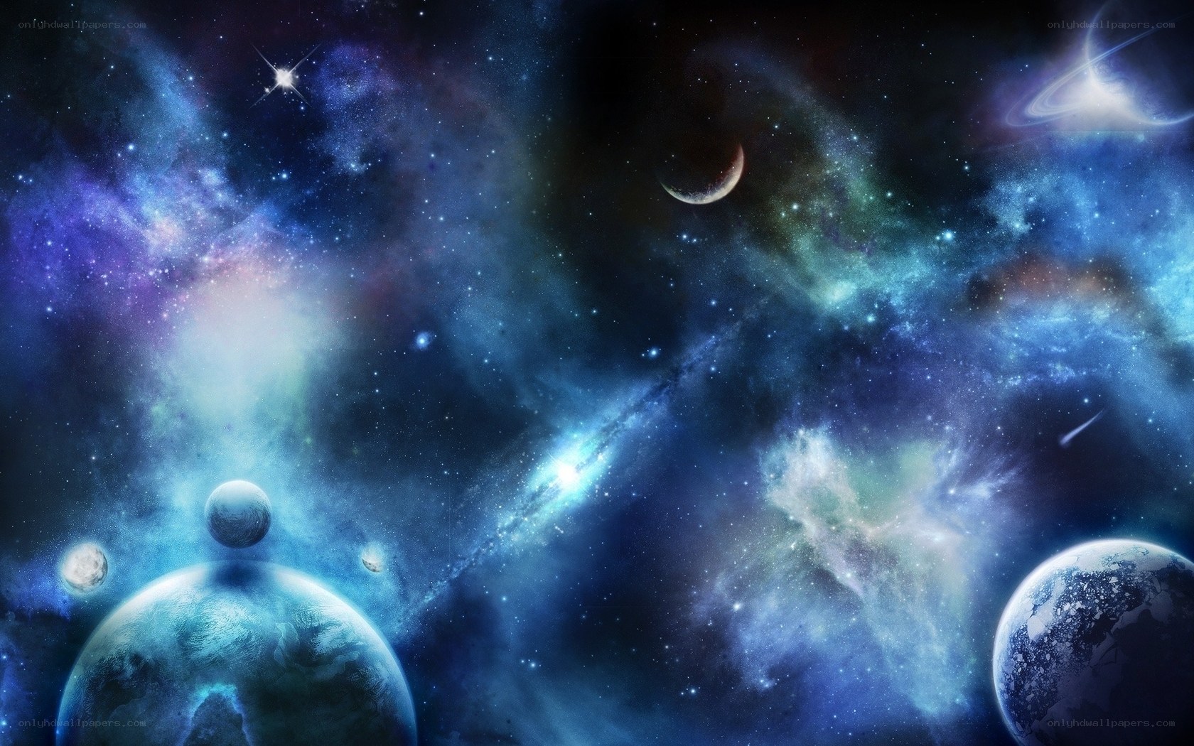 Cosmic Nebula and Planets
