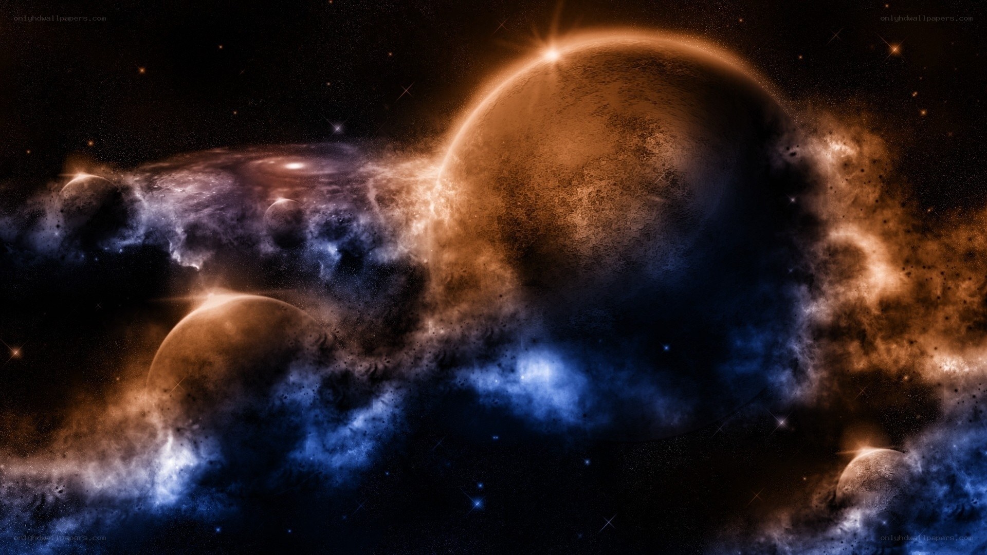 Cosmic Nebula and Planets