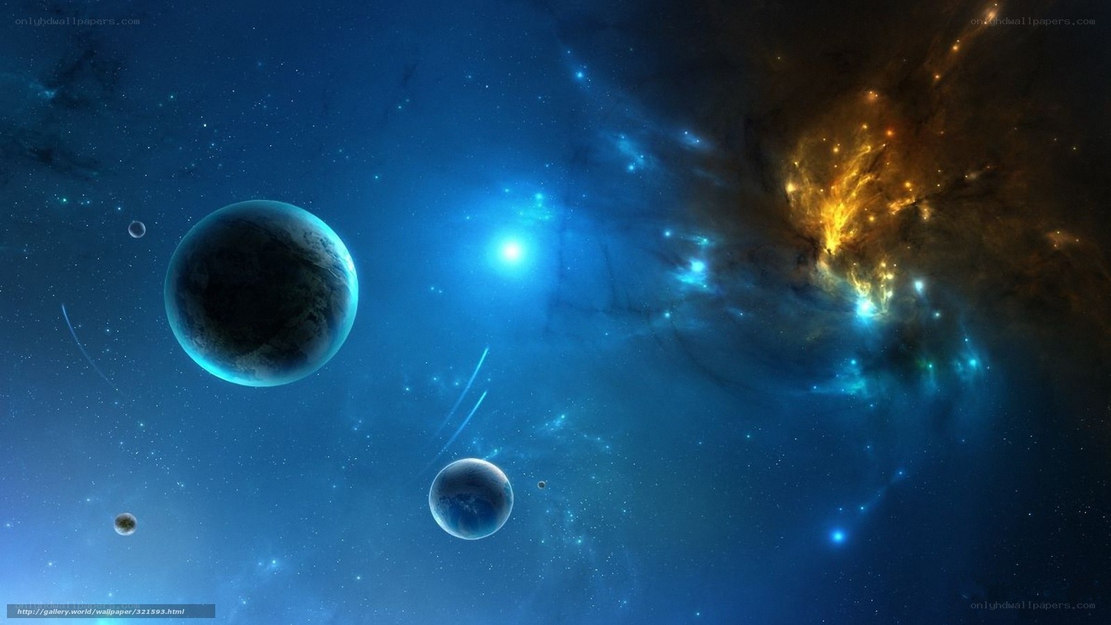 Cosmic Nebula and Planets