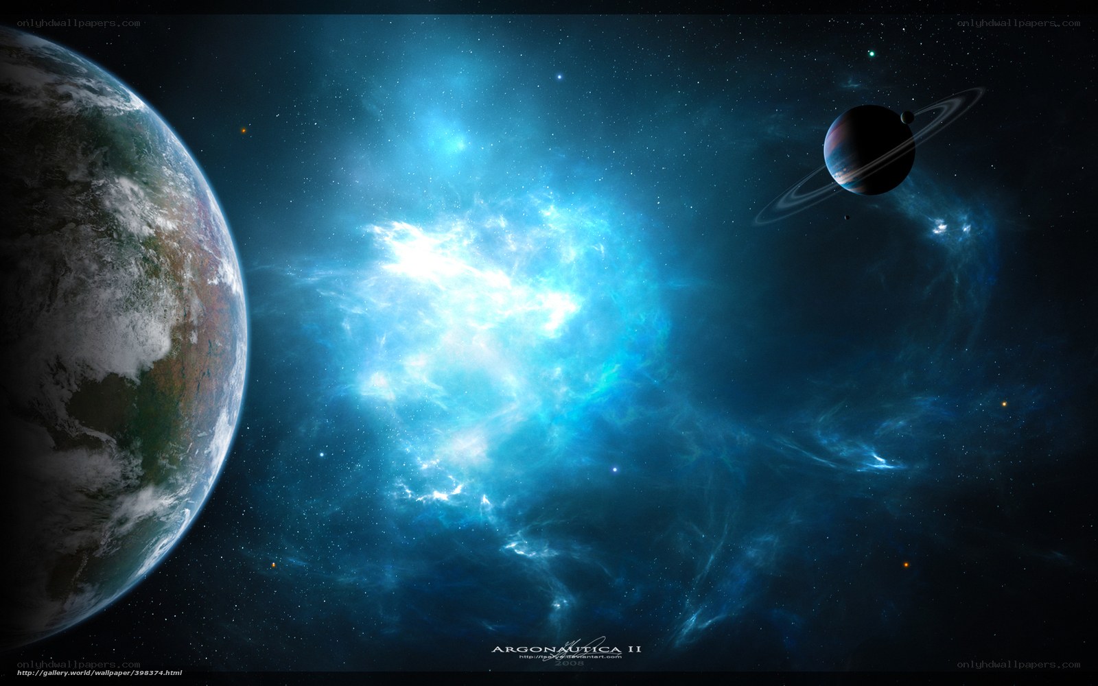 Cosmic Nebula and Planets