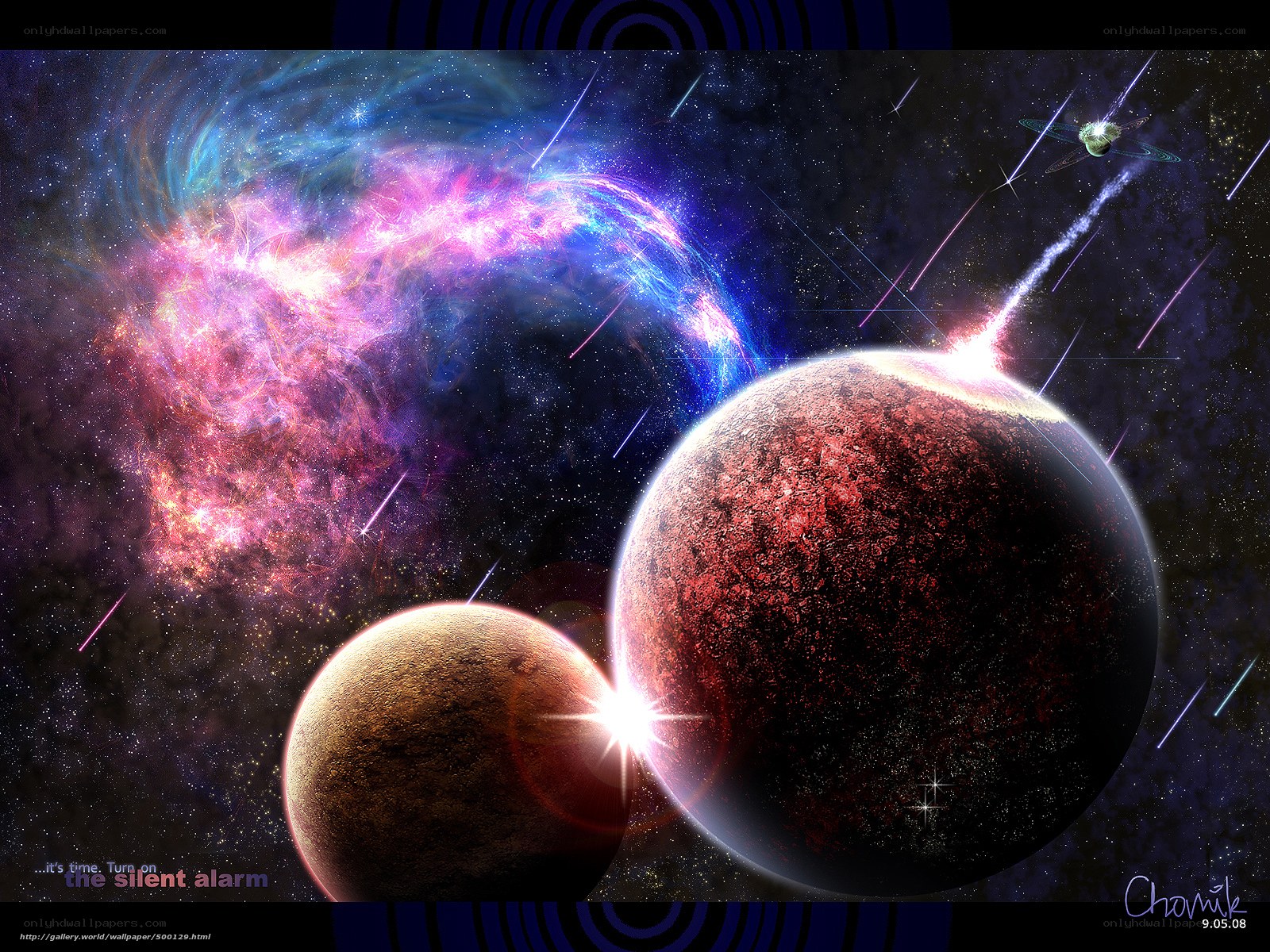 Cosmic Nebula and Planets
