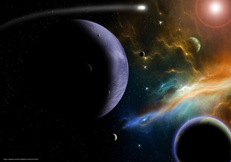 Cosmic Nebula and Planets