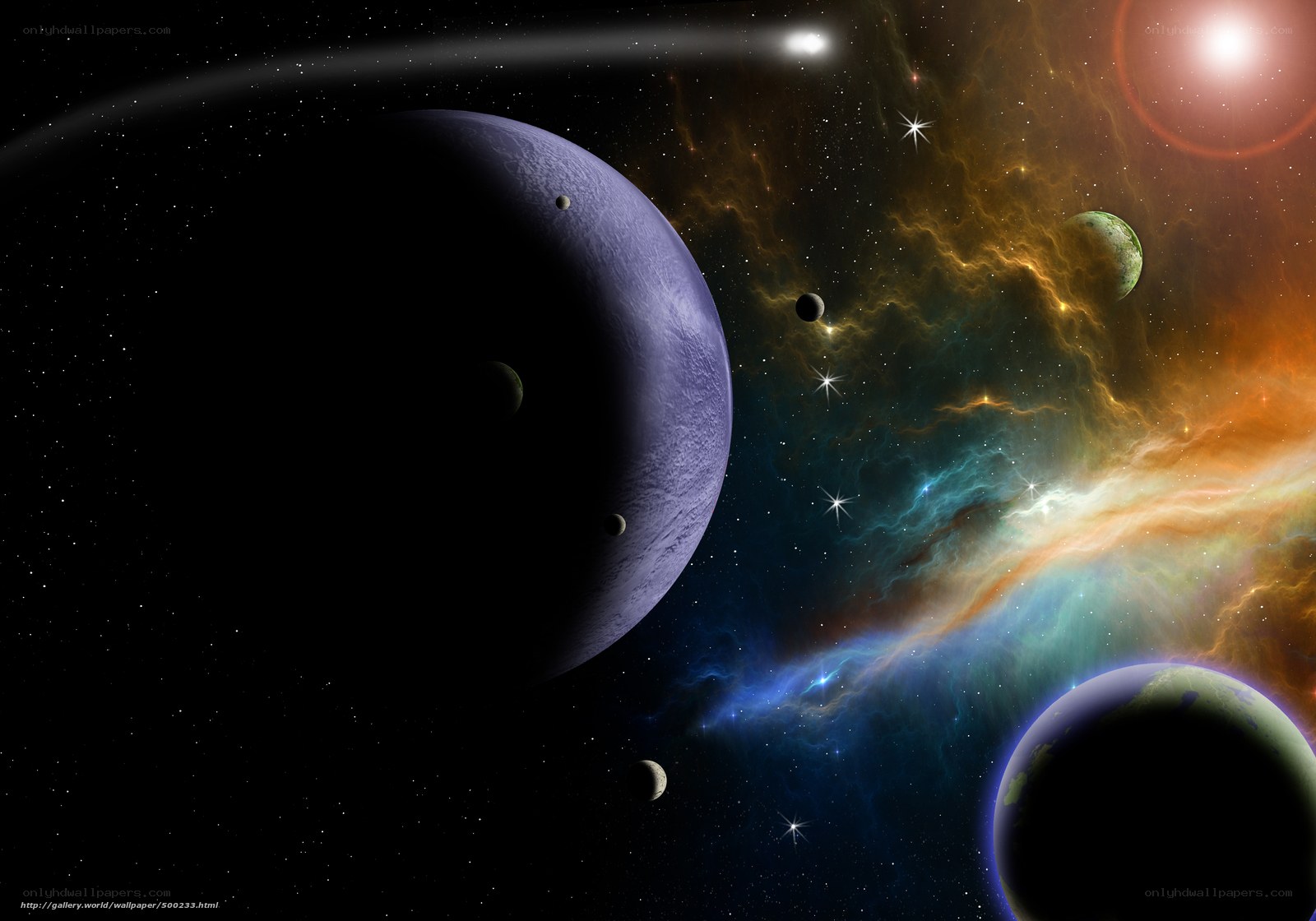 Cosmic Nebula and Planets