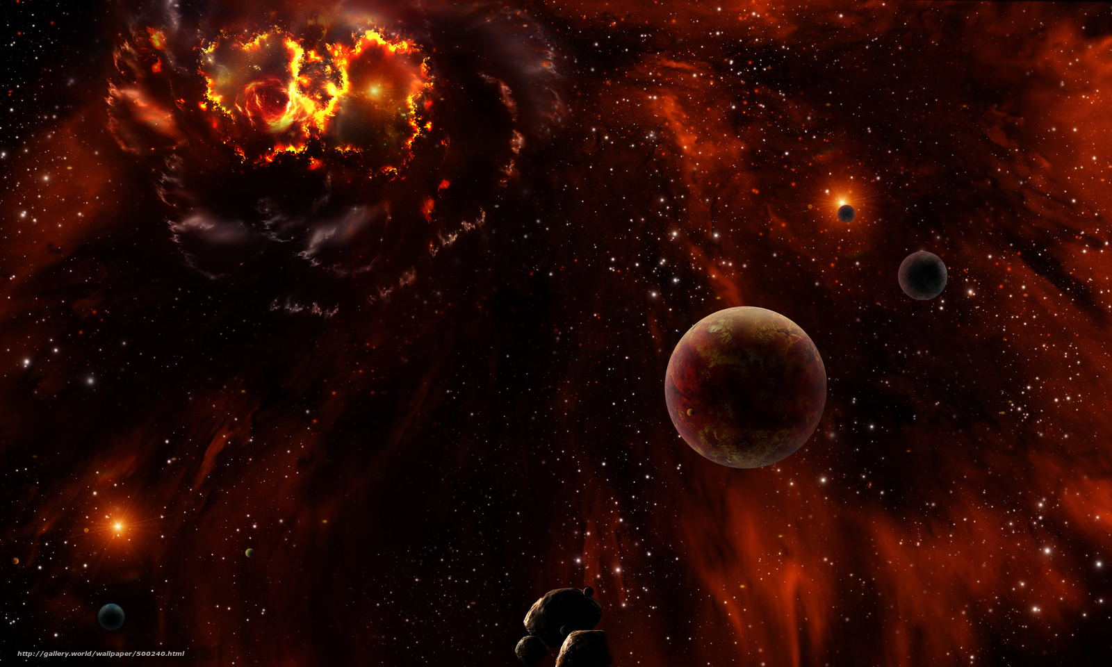 Cosmic Nebula and Planets
