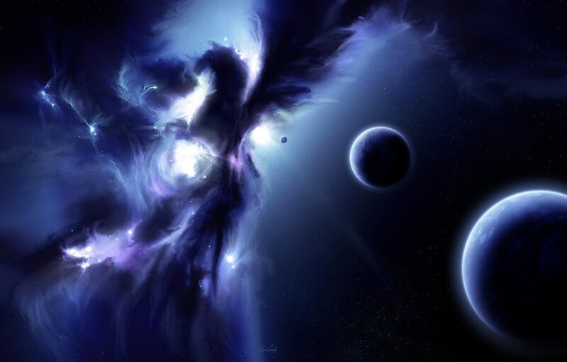 Cosmic Nebula and Planets