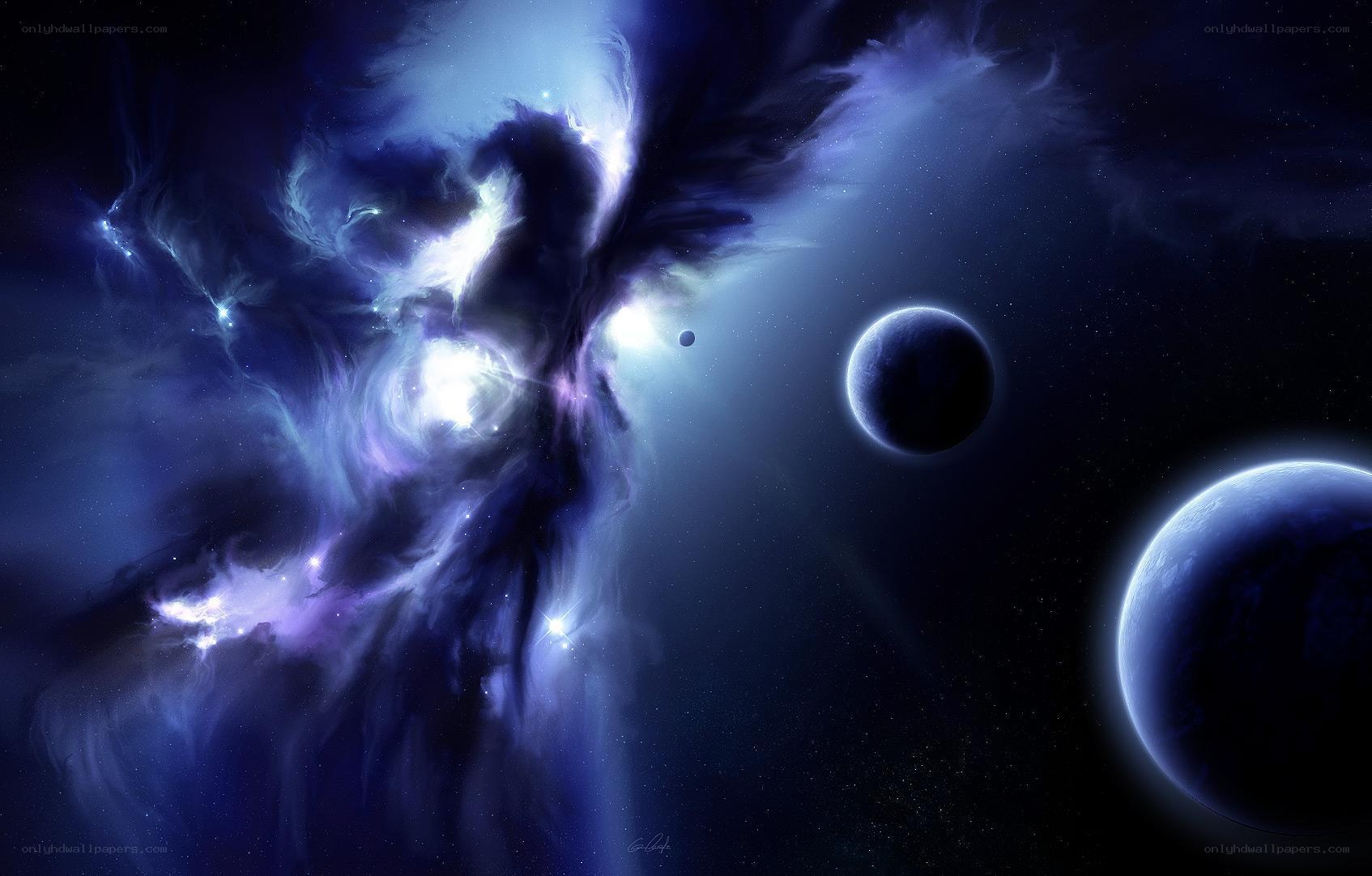 Cosmic Nebula and Planets