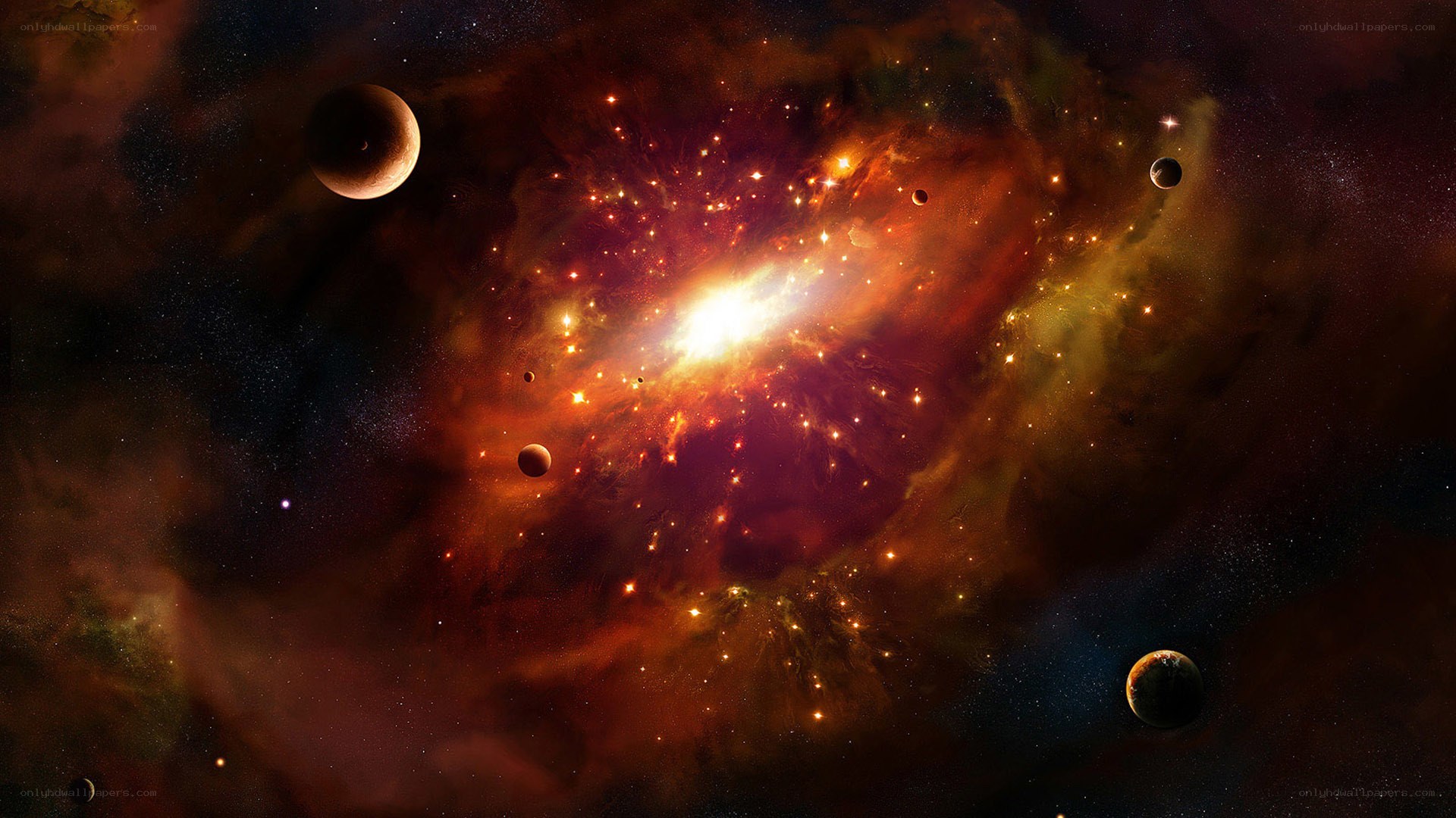 Cosmic Nebula and Planets
