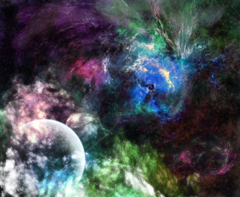 Cosmic Nebula and Planets