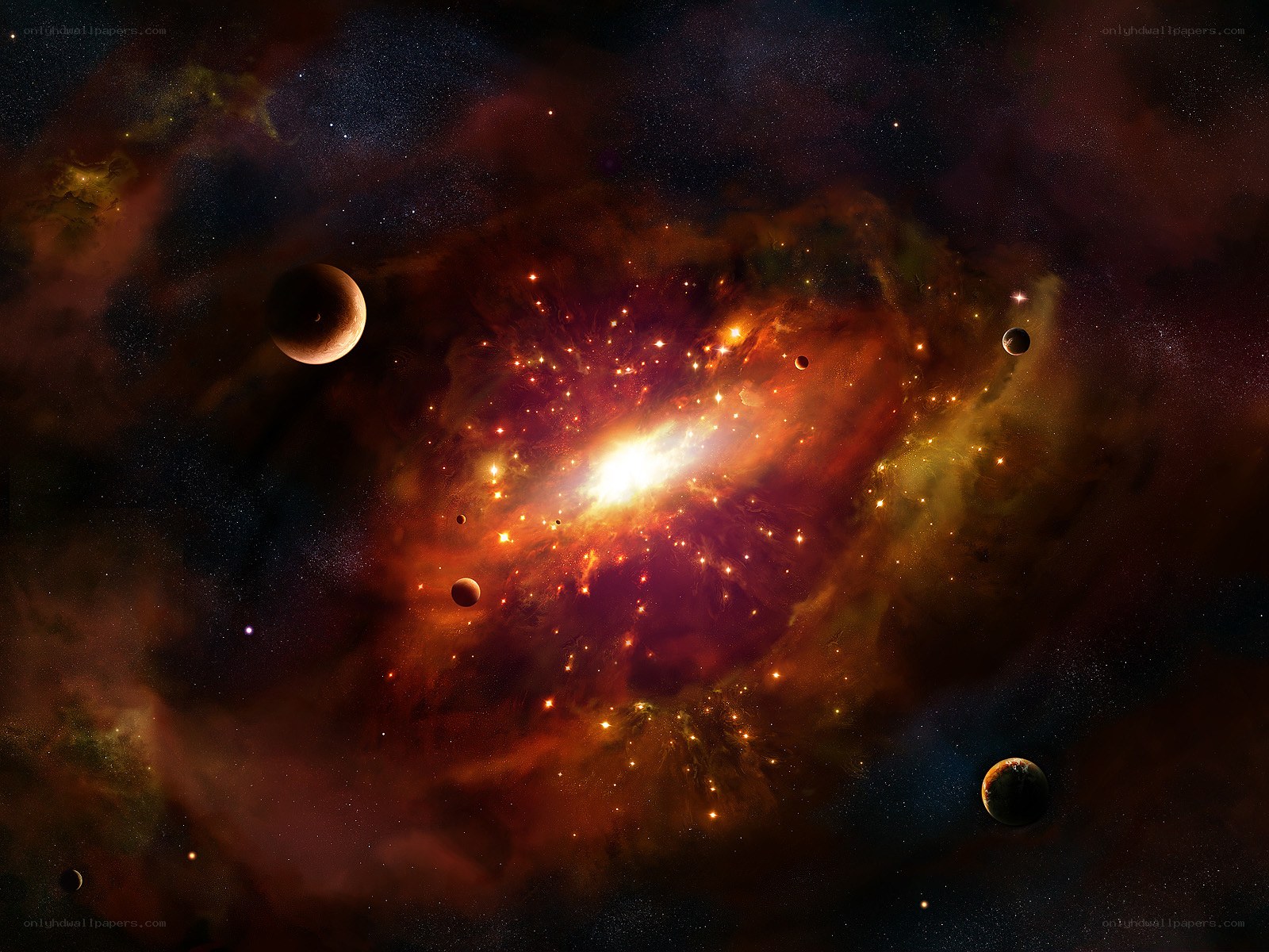Cosmic Nebula and Planets