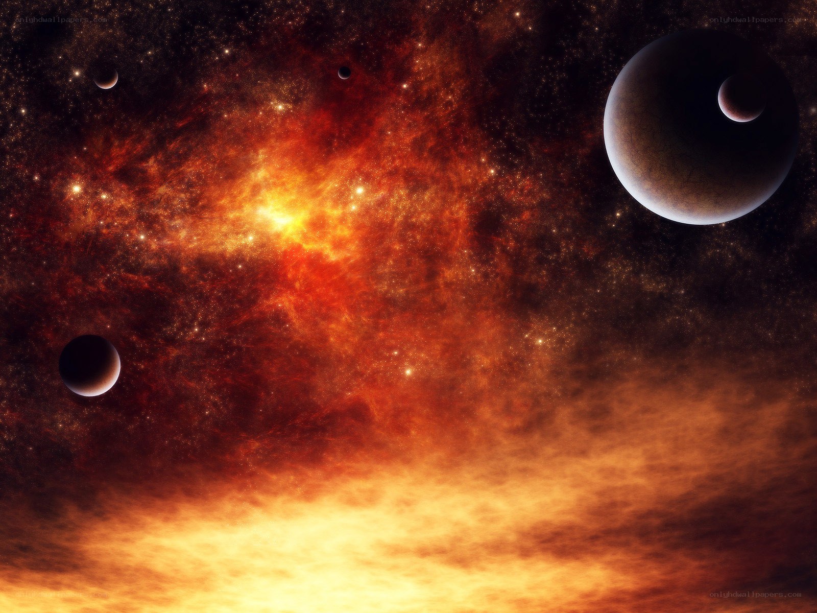 Cosmic Nebula and Planets