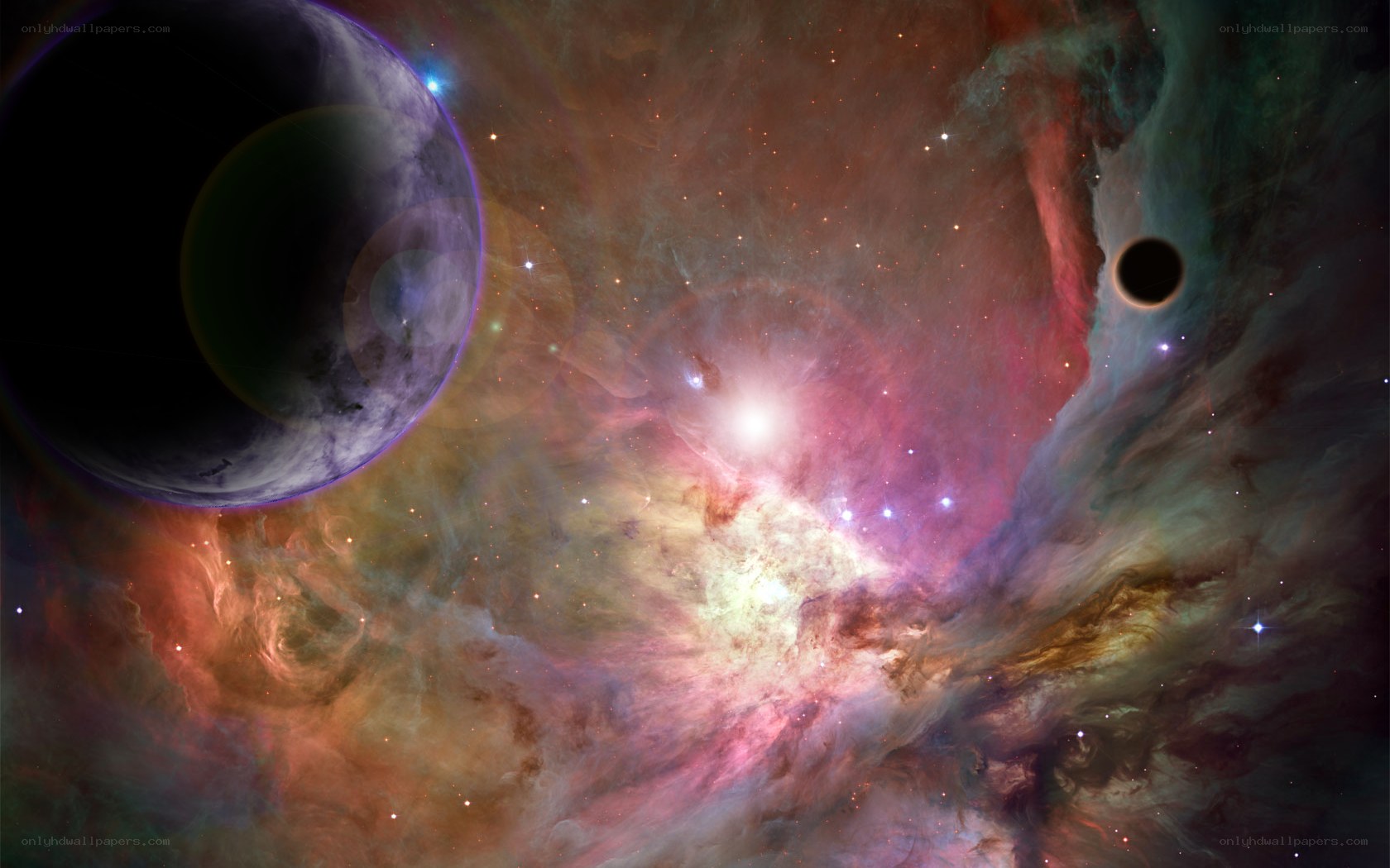 Cosmic Nebula and Planets