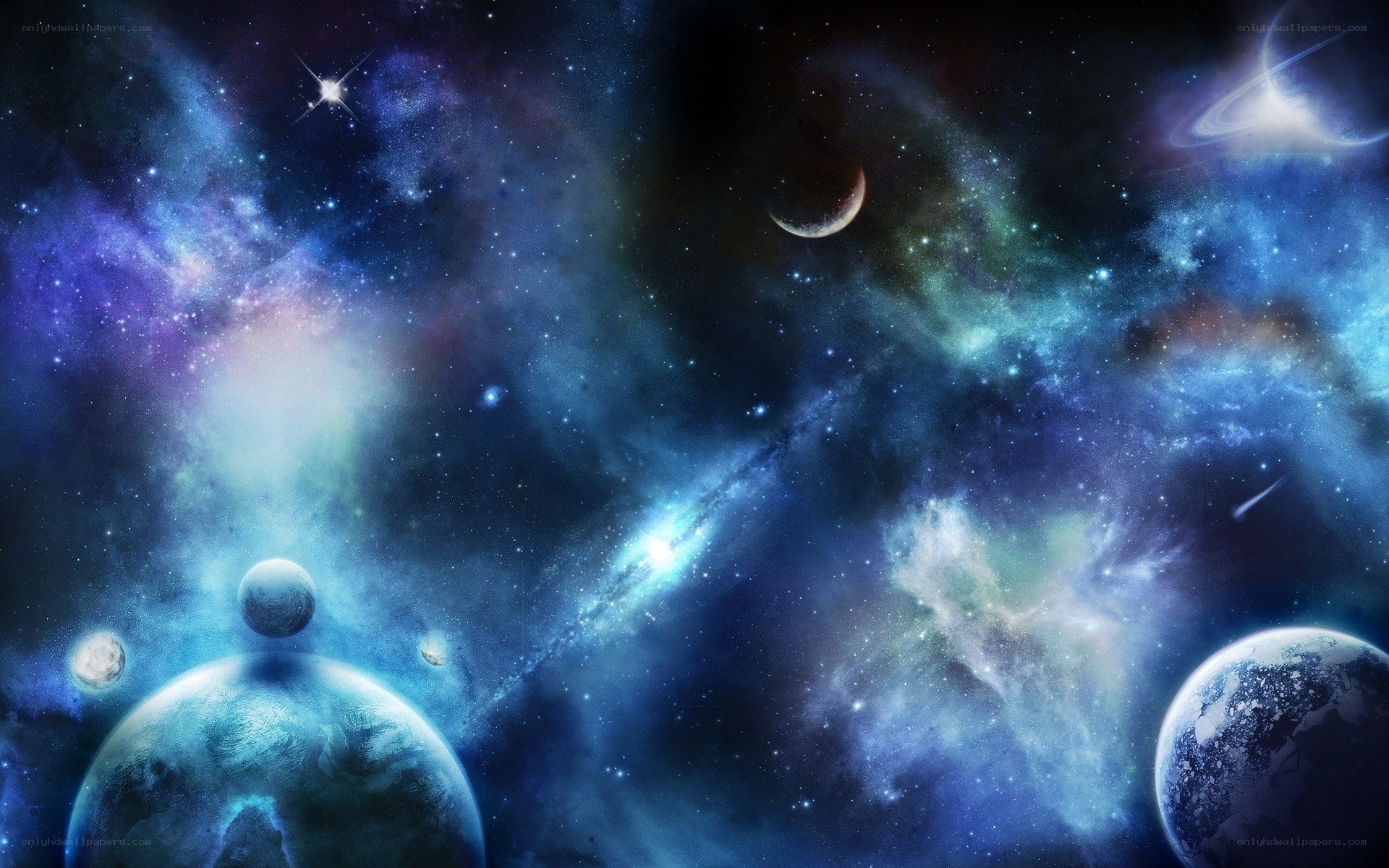 Cosmic Nebula and Planets