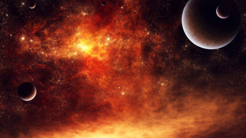 Cosmic Nebula and Planets