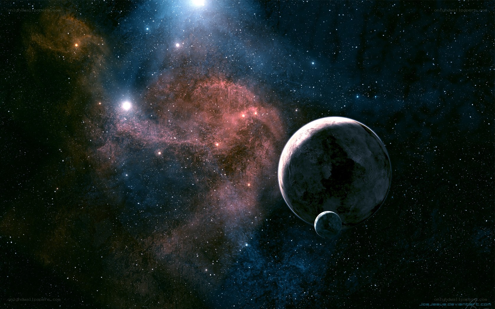 Cosmic Nebula and Planets