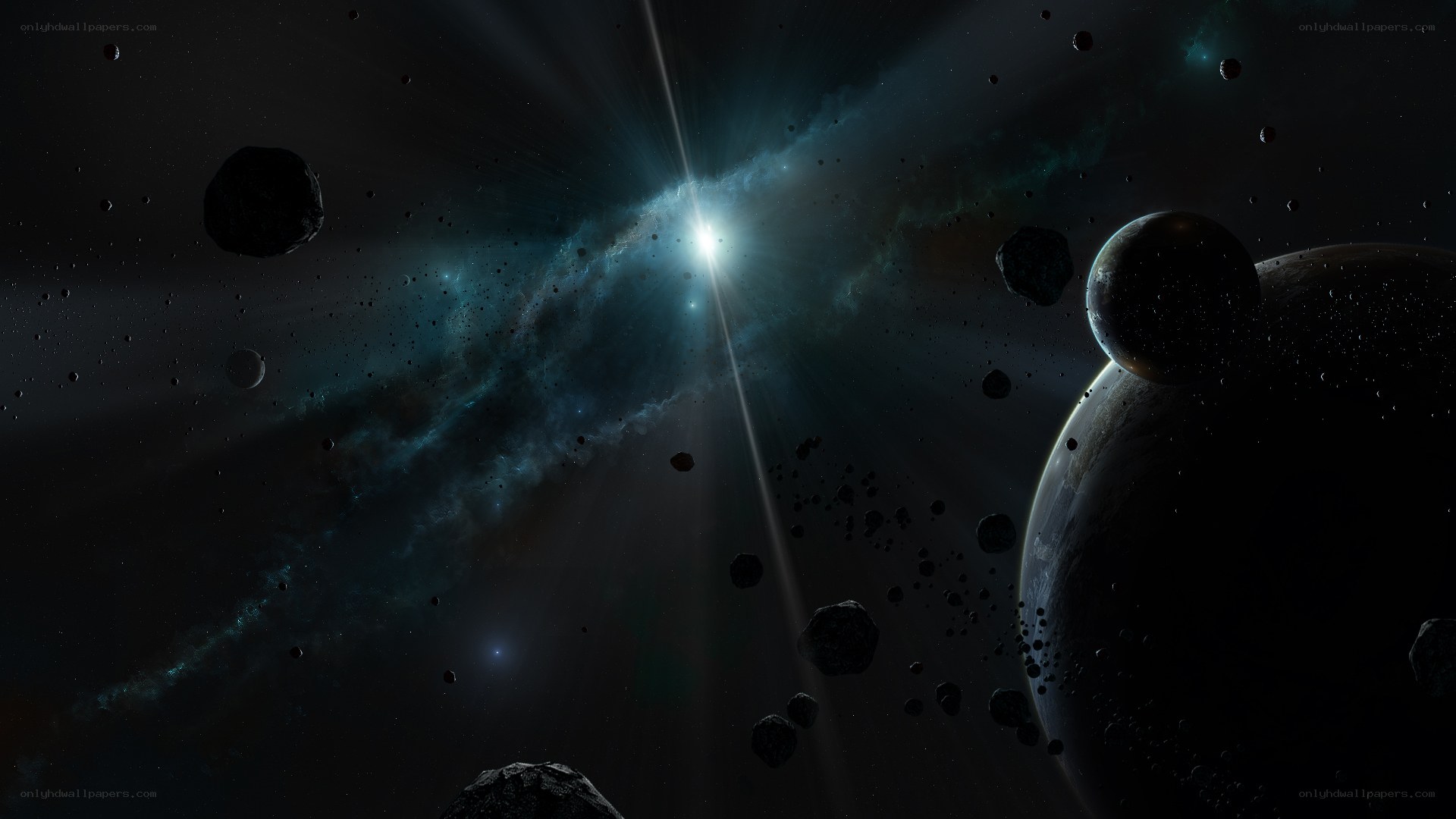 Cosmic Nebula and Planets