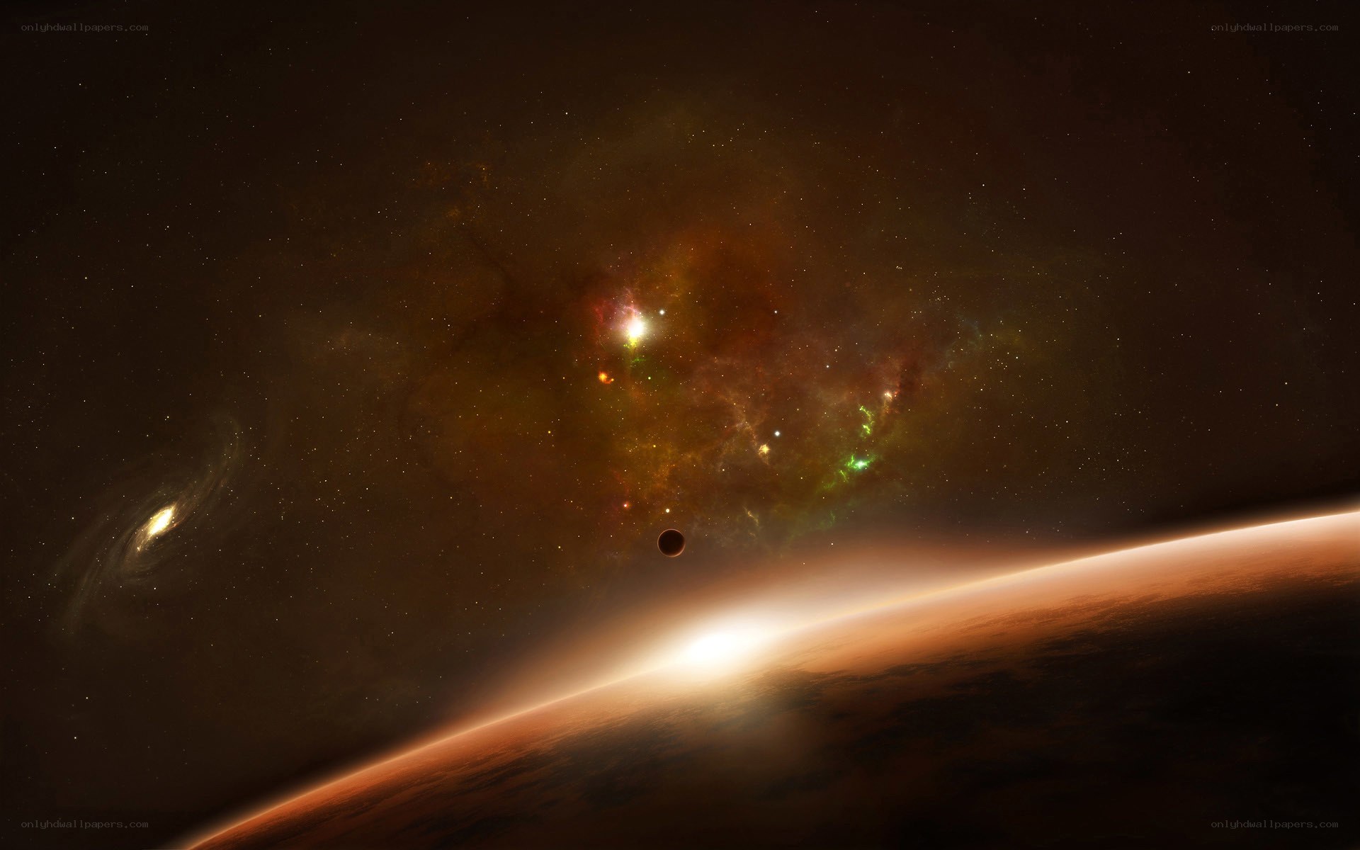 Cosmic Nebula and Planets