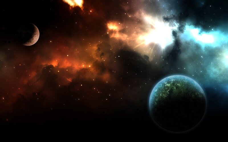 Cosmic Nebula and Planets