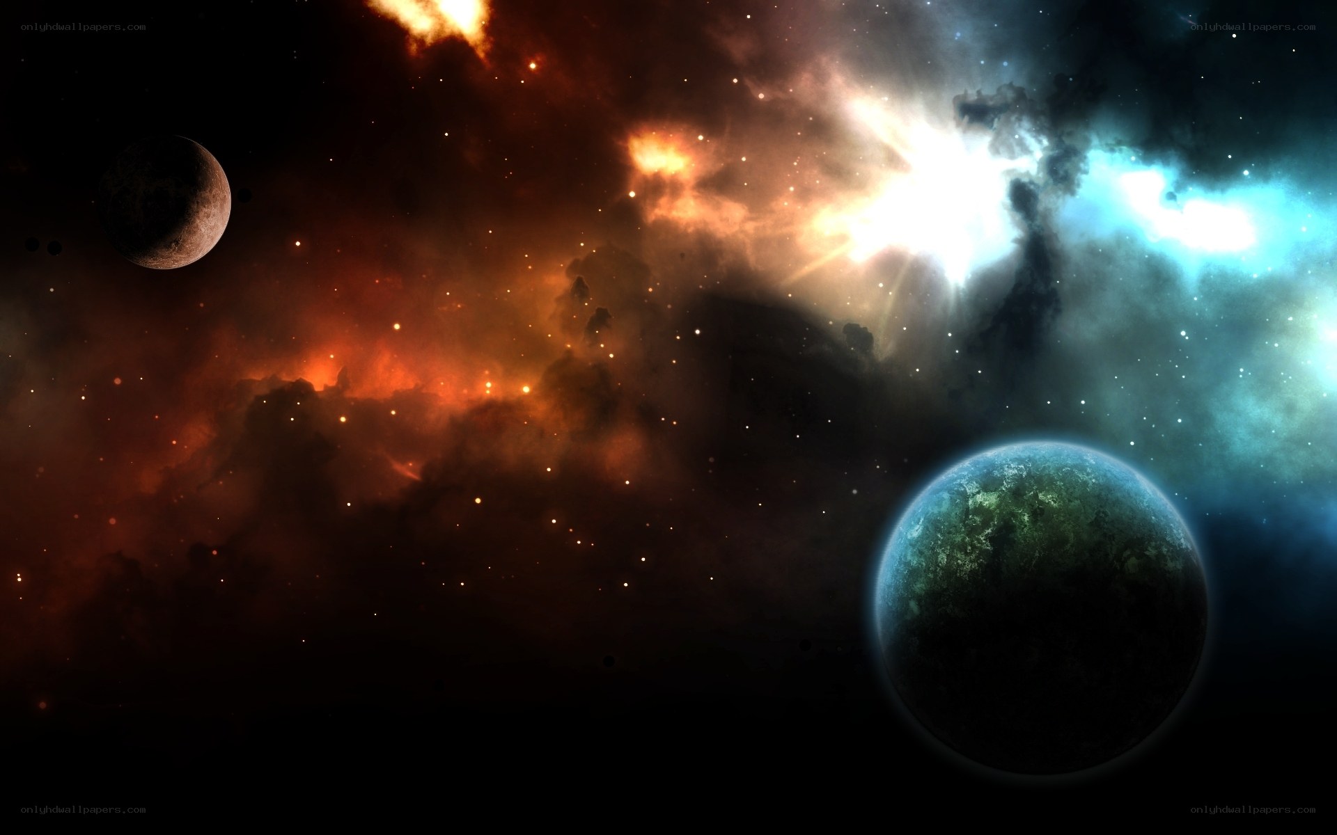 Cosmic Nebula and Planets