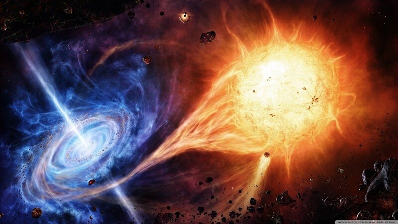 Cosmic Nebula and Star — Blue