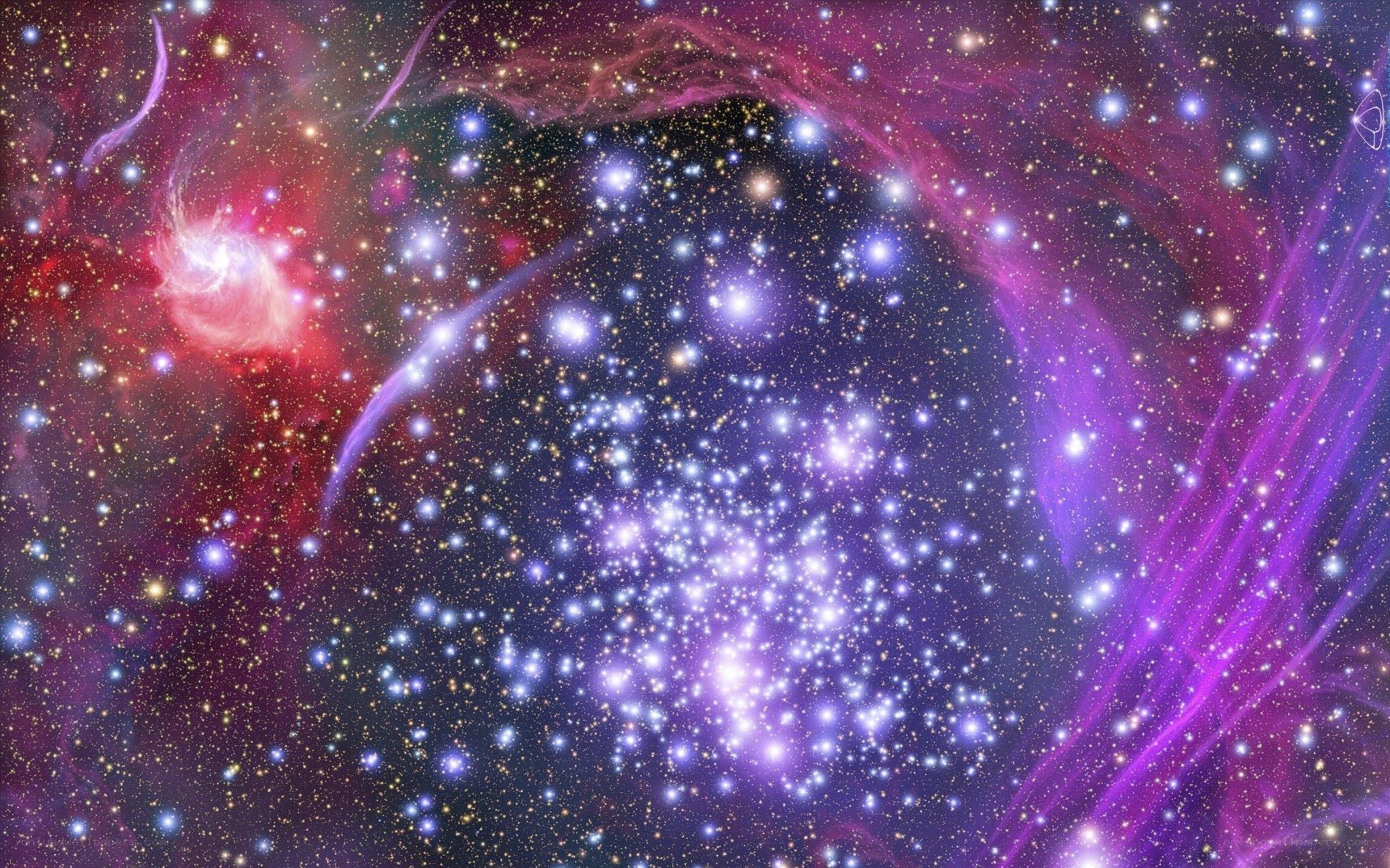 Cosmic nebula and star cluster