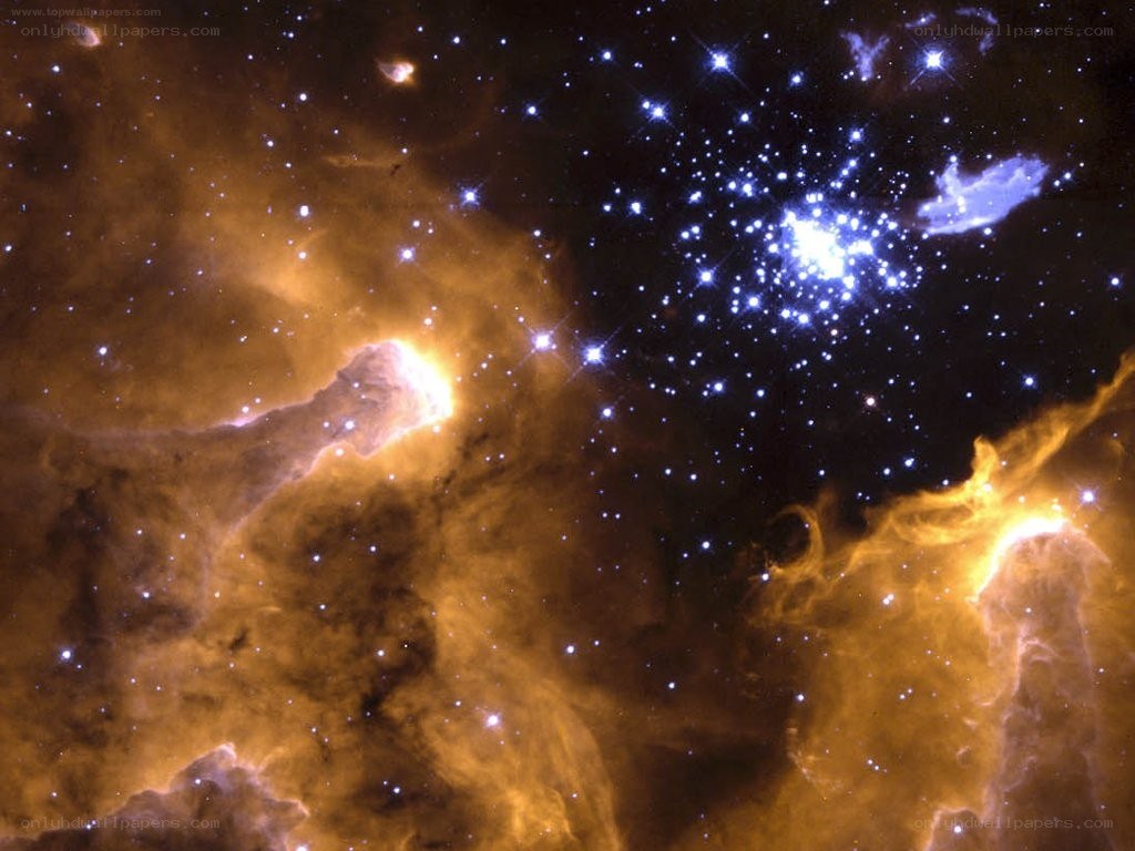 Cosmic Nebula and Star Cluster