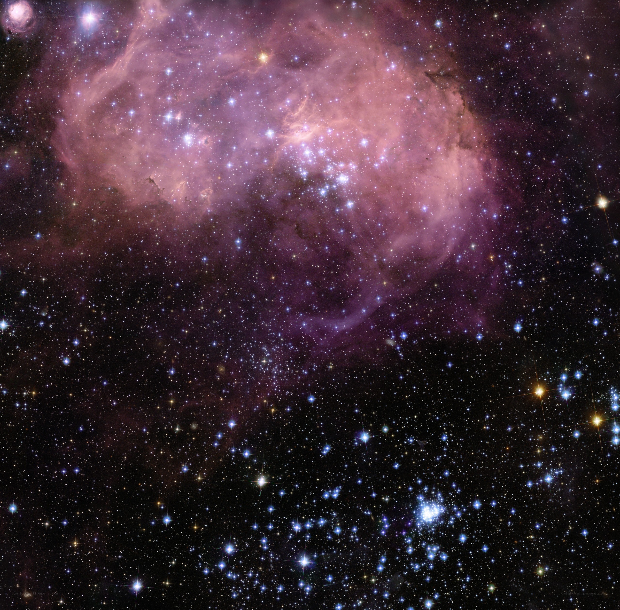 Cosmic nebula and star cluster