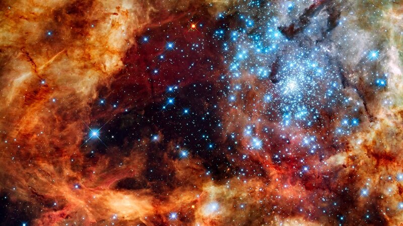 Cosmic Nebula and Star Cluster
