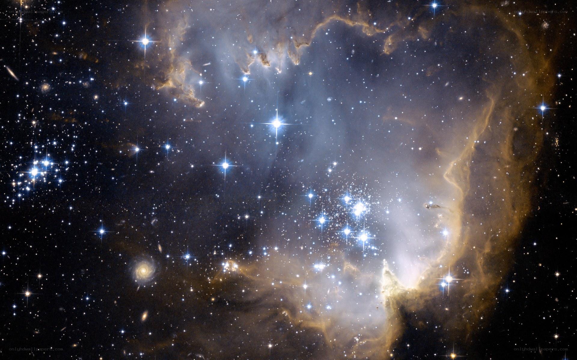 Cosmic Nebula and Star Cluster