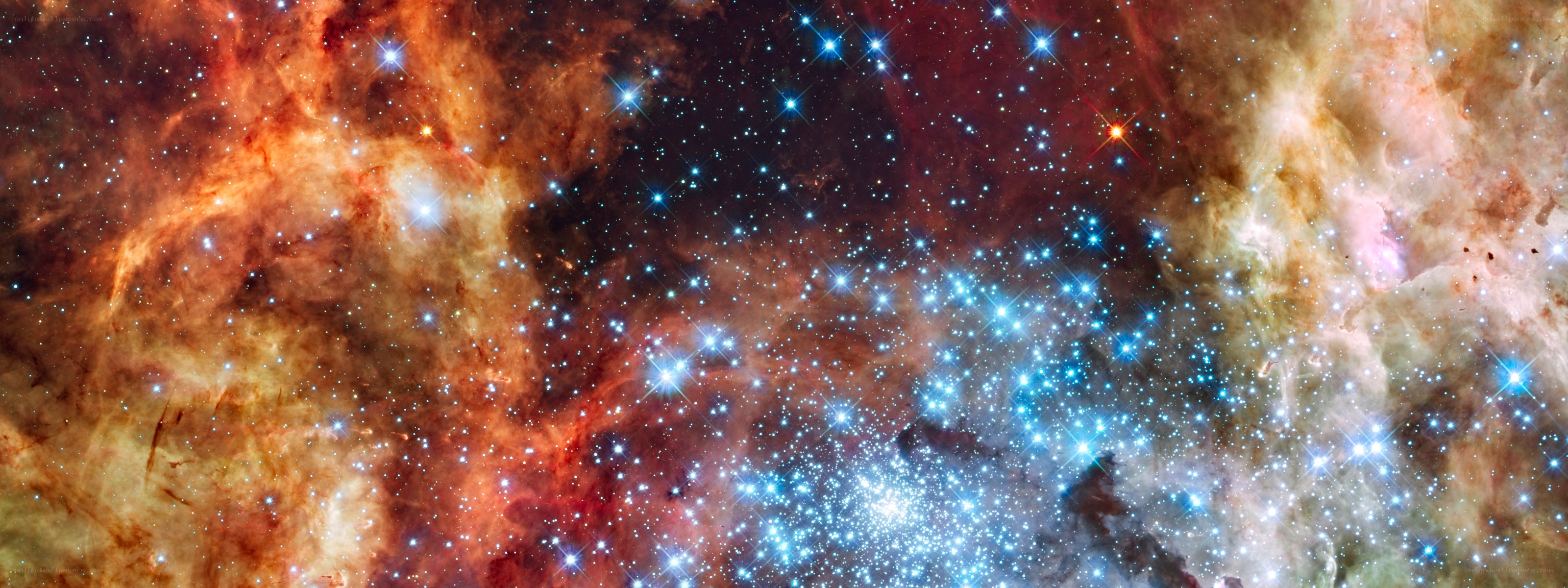 Cosmic Nebula and Star Cluster