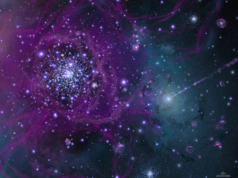 Cosmic Nebula and Star Cluster
