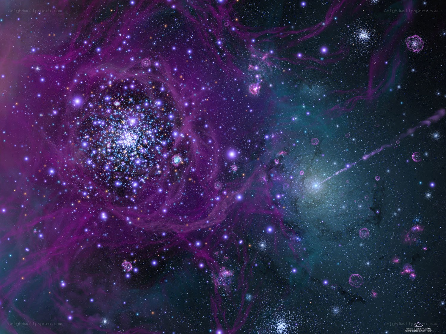 Cosmic Nebula and Star Cluster