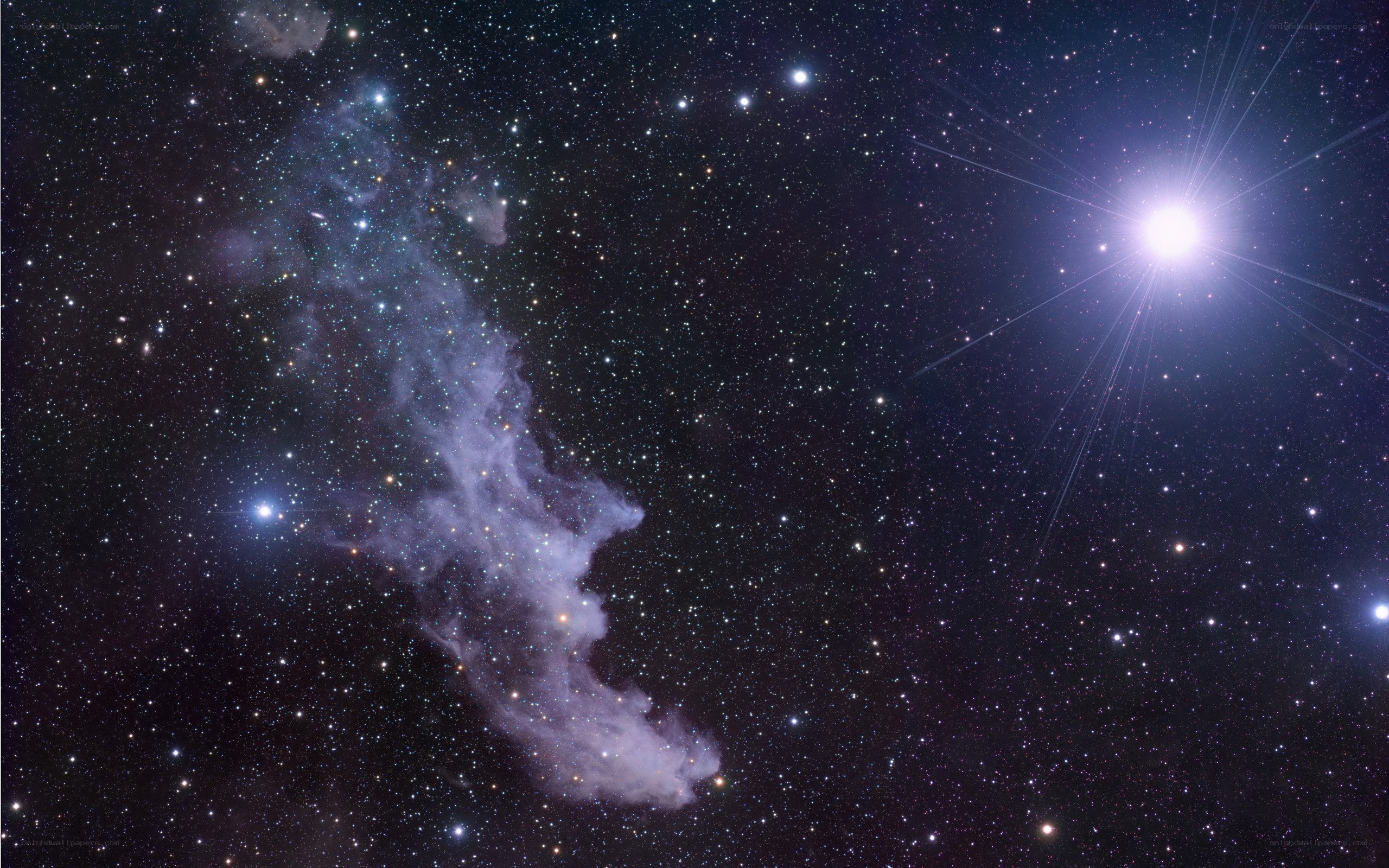 Cosmic nebula and star field