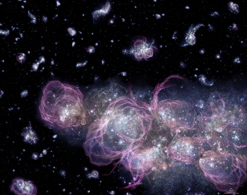 Cosmic nebula and stars