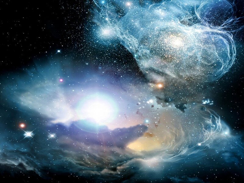 Cosmic Nebula and Stars — Blue, Dramatic