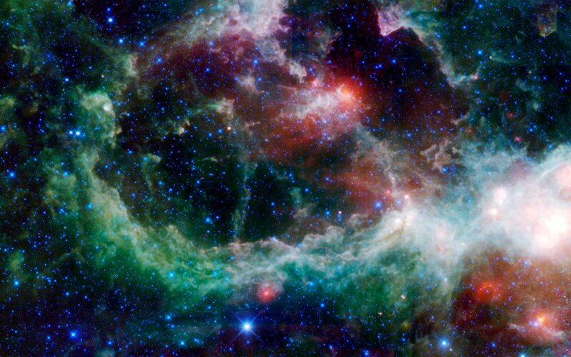 Cosmic Nebula and Stars — Green