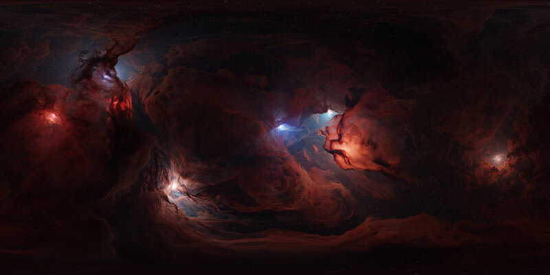 Cosmic Nebula Clouds — Red, Dramatic