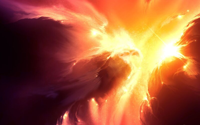 Cosmic Nebula Explosion — Orange