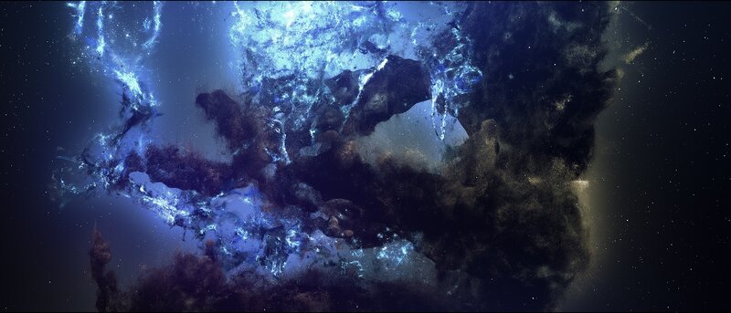 Cosmic Nebula Formation — Blue, Dark