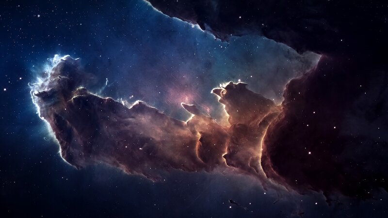 Cosmic Nebula Formation — Blue, Dramatic, Digital Art, Stars, Gas Clouds