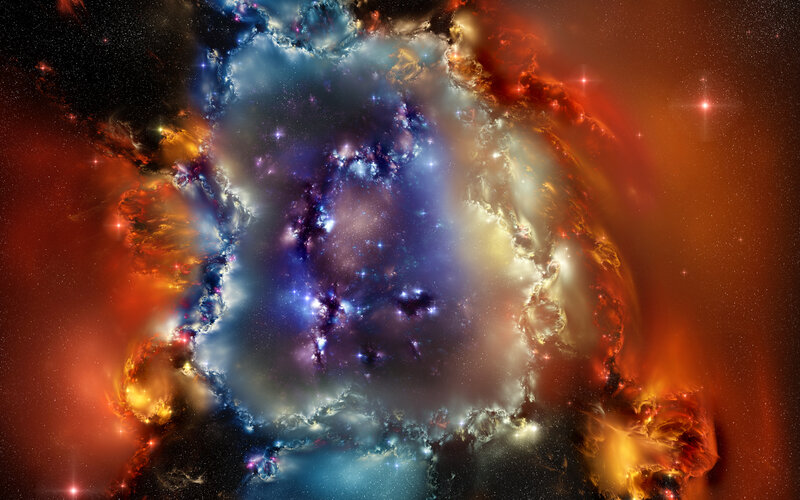 Cosmic Nebula Formation — Blue, Dramatic, Digital Art