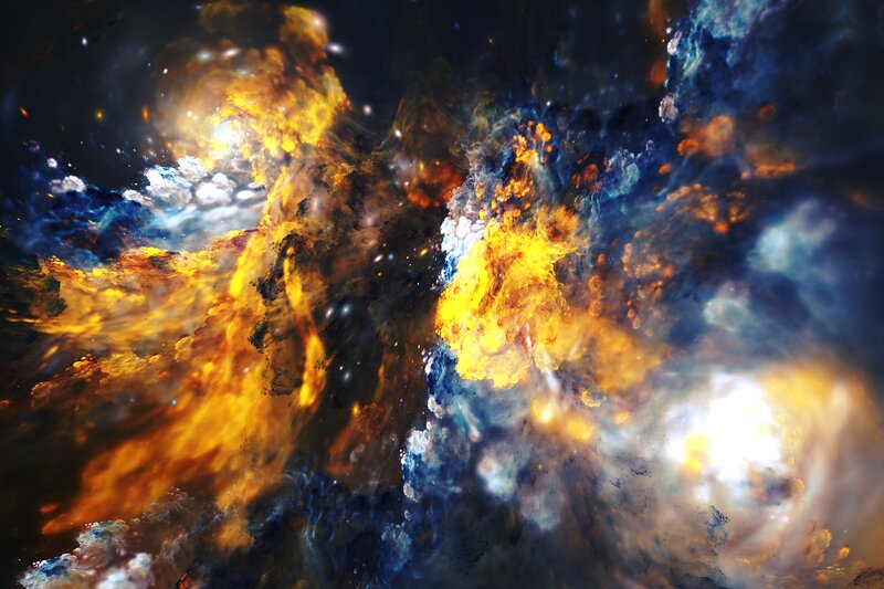 Cosmic Nebula Formation — Blue, Dramatic