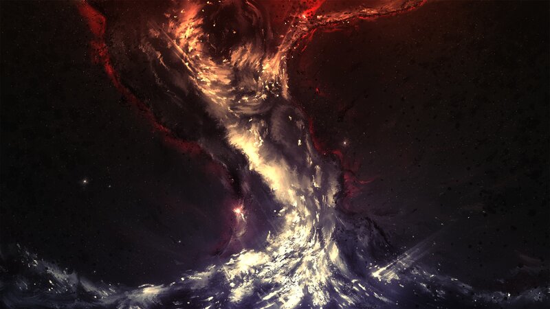 Cosmic Nebula Formation — Red, Dramatic