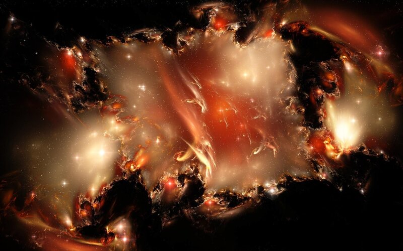 Cosmic Nebula Formation — Red
