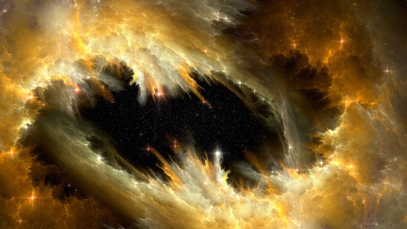 Cosmic Nebula Formation — Yellow, Dramatic