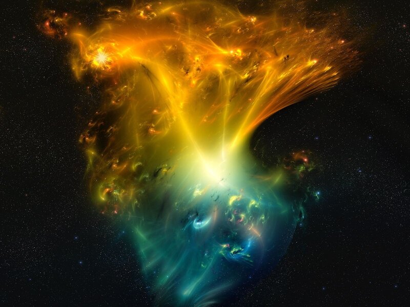 Cosmic Nebula Formation — Yellow