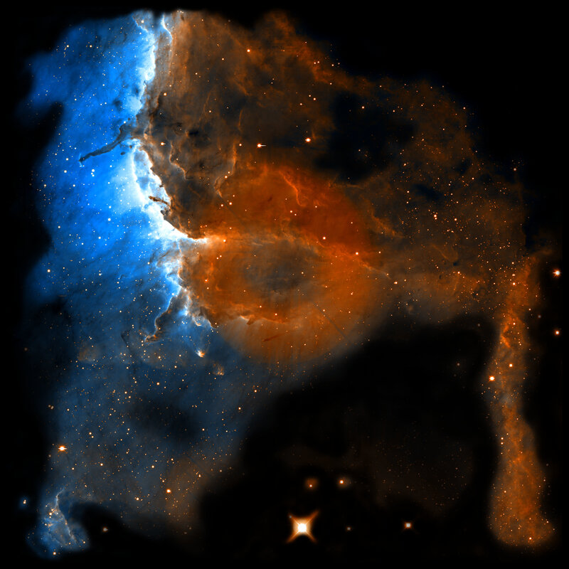 Cosmic Nebula in Blue and Orange